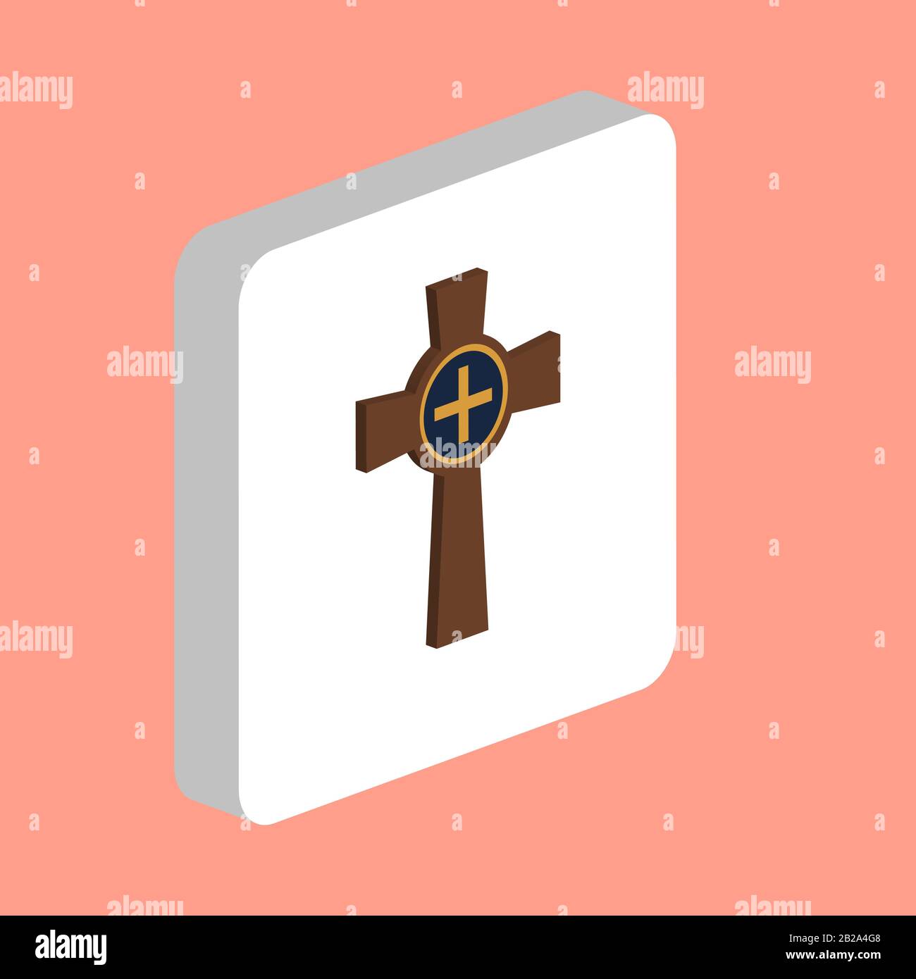 Symbol für einfachen Vektor im Grabstein-Kreuz. Designvorlage für Symbole für Web Mobile UI-Element. Perfektes Farb-Isometrisches Piktogramm auf 3D-weißem Quar Stock Vektor