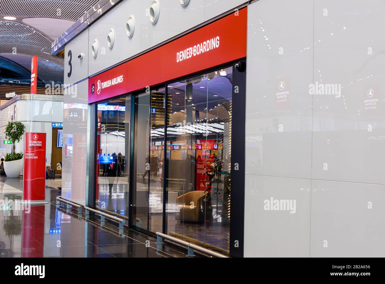 Auslandsbüro für Turkish Airlines, Istanbul International Airport, Türkei verweigert Stockfoto