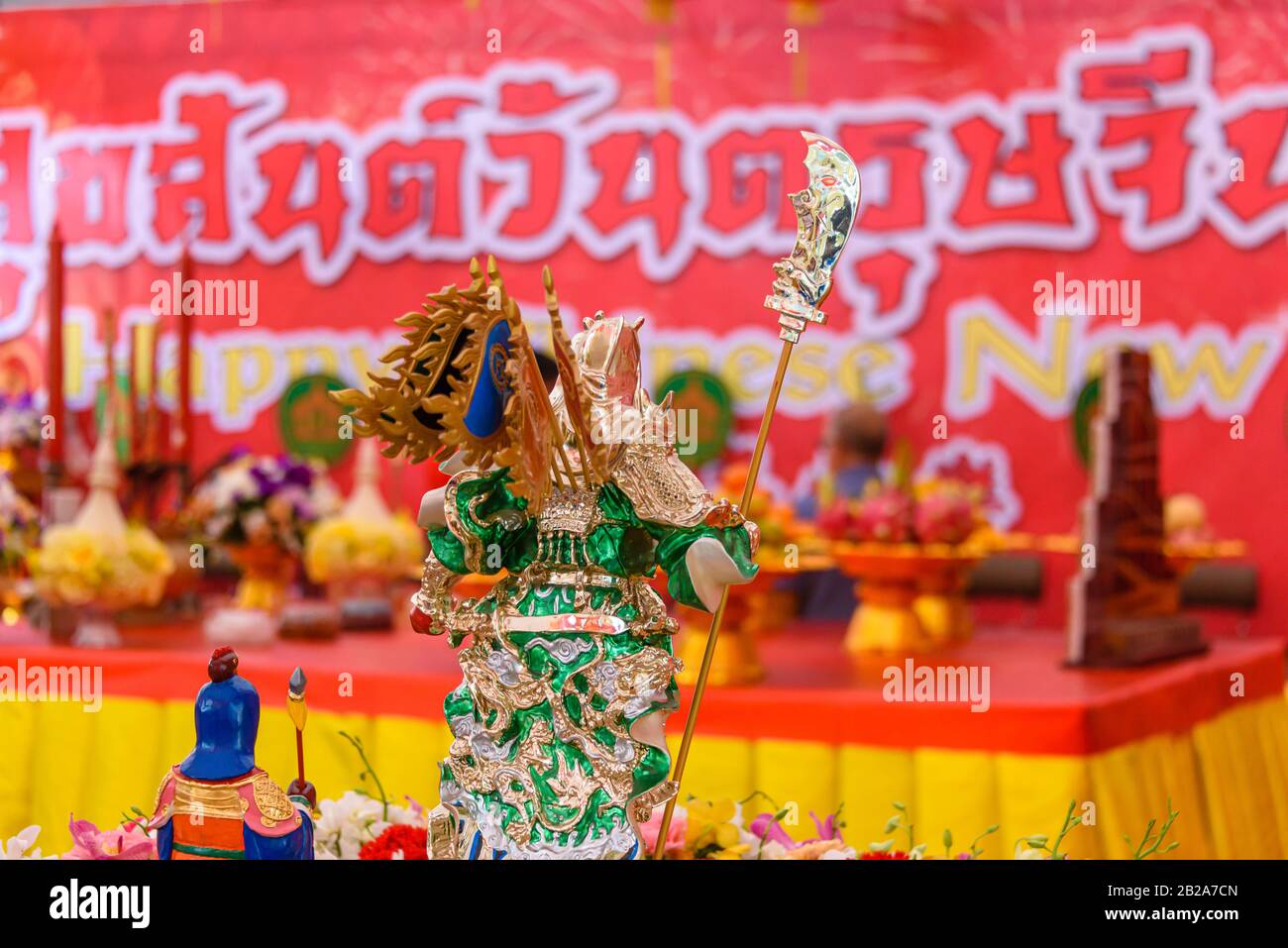 Statue bei der chinesischen Lunar-Neujahrsfeier 2020, Wat Pho, Bangkok, Thailand Stockfoto