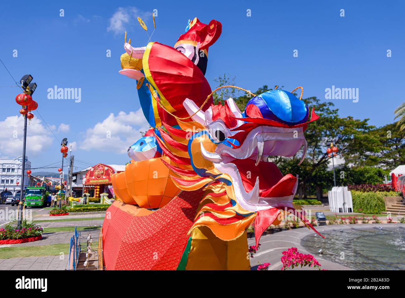 Traditionelle chinesische Person model Marionette für die chinesischen Lunar-Neujahrsfeiern, Phuket, Thailand Stockfoto