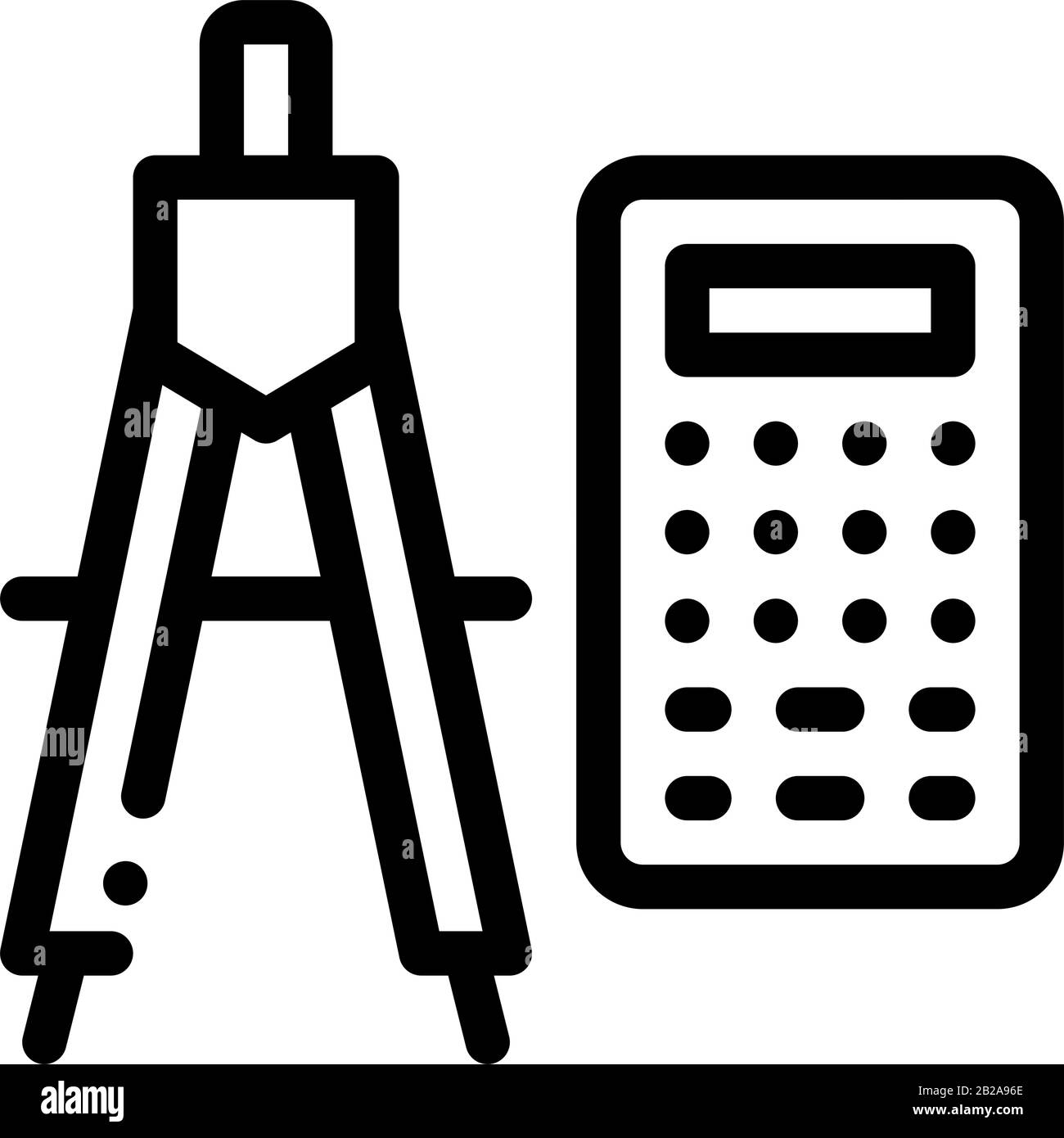 Symbol Für Taschenrechner Und Trennelemente - Dünner Linienvektor Stock Vektor