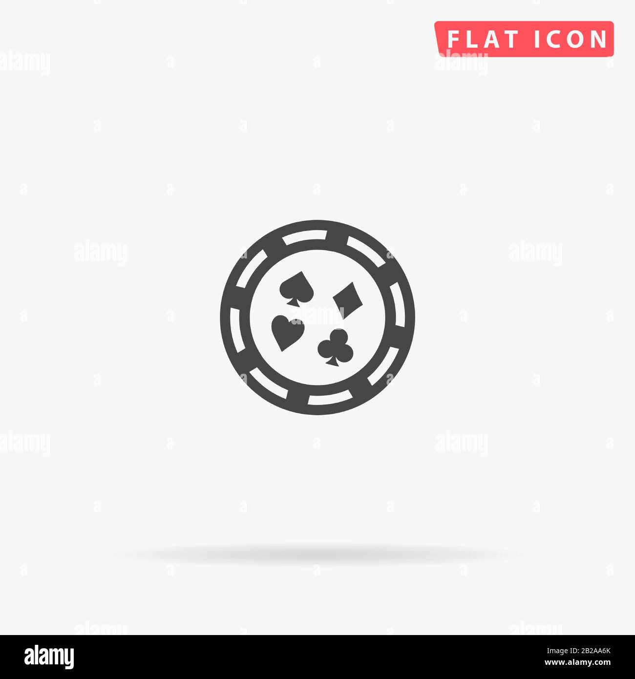 Casino, Poker Chip Flat Vector Icon. Glyph-Style-Zeichen. Einfaches, handgezeichnetes Illustrationen Symbol für Konzeptinfografiken, Designs Projekte, UI und UX, w Stock Vektor