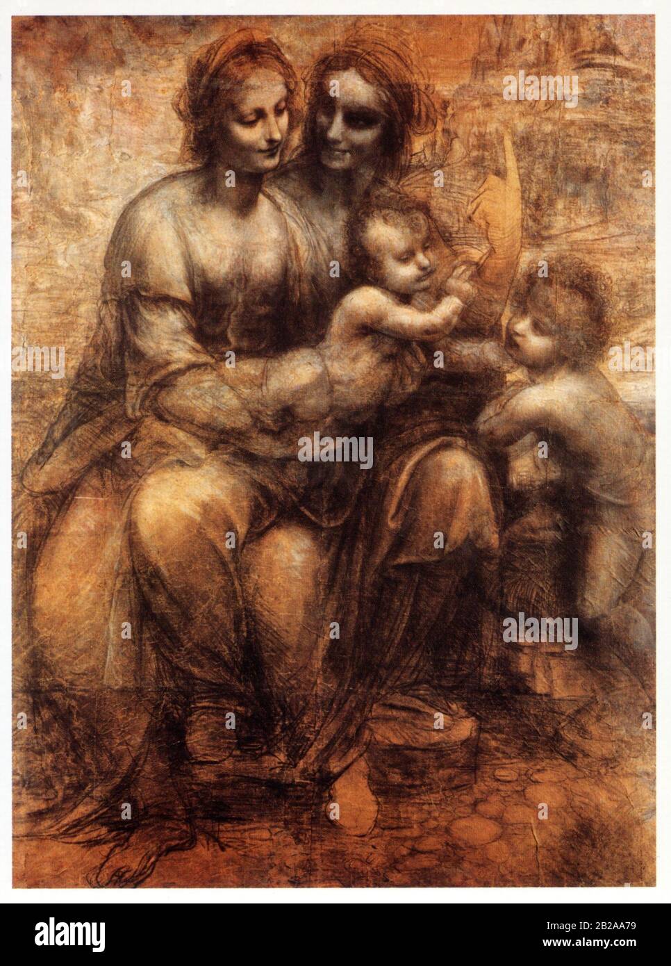 Leonardo da Vinci. Jungfrau und Kind mit der heiligen Anna und dem heiligen Johannes dem Täufer.1500,oder 1506-1508. Stockfoto