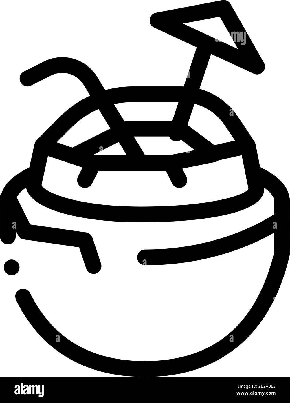 Coconut Tropical Cocktail Icon Thin Line Vector Stock Vektor