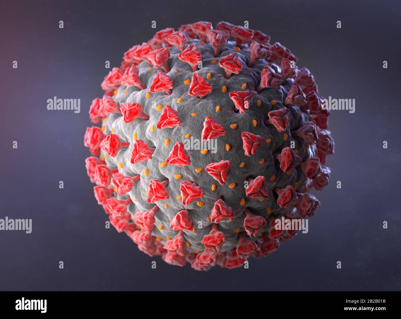 Abbildung: Coronavirus. Ein Erreger, der die Atemwege angreift. 3D-Rendering Stockfoto