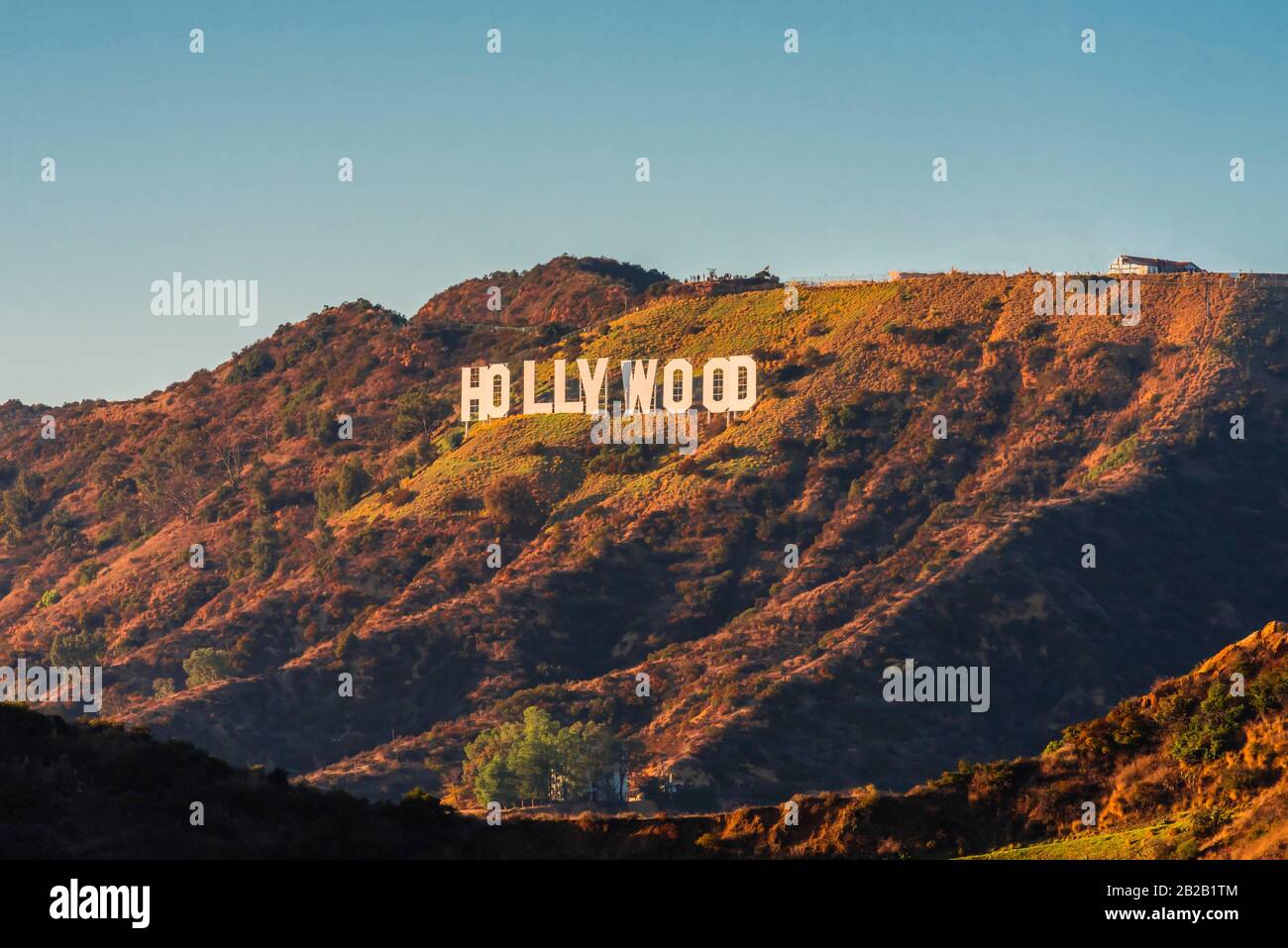 Das Hollywood-Schild auf Mount Lee in den Santa Monica Mountains oberhalb von Los Angeles, Kalifornien USA. Die Buchstaben sind 45 Fuß groß und 350 Fuß lang. Stockfoto