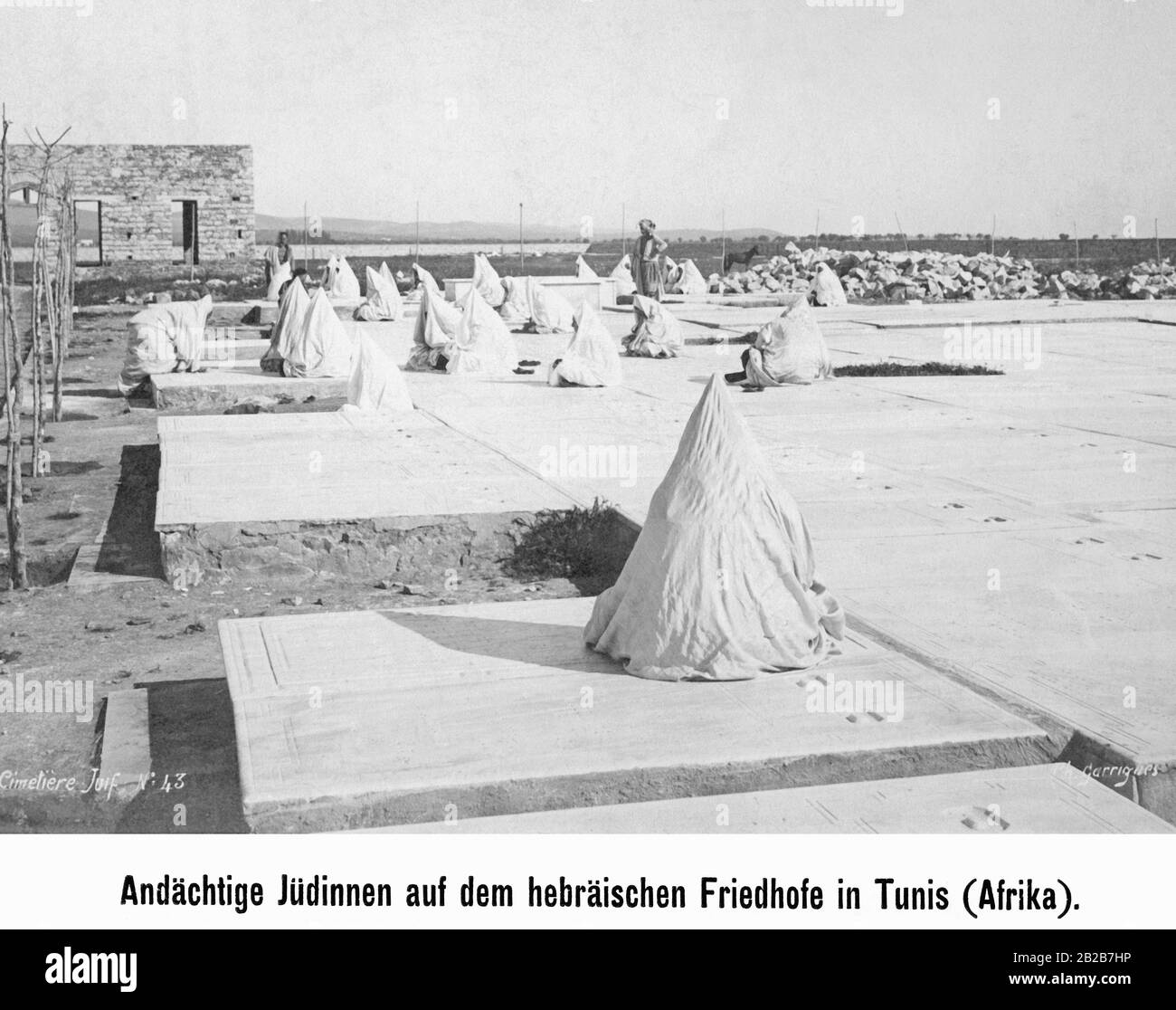 Jüdische Frauen auf dem Friedhof in Tunis. Stockfoto