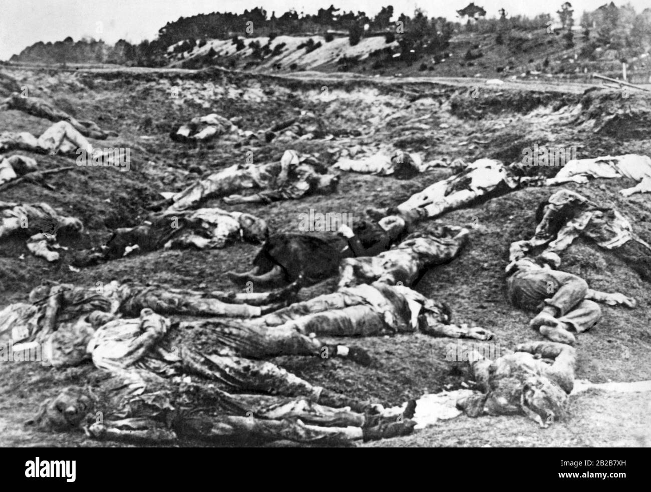 Geiseln, die während des lettischen Unabhängigkeitskrieges von einem Exekutionskommando der Roten Armee in Tukums in Lettland erschossen wurden. Stockfoto