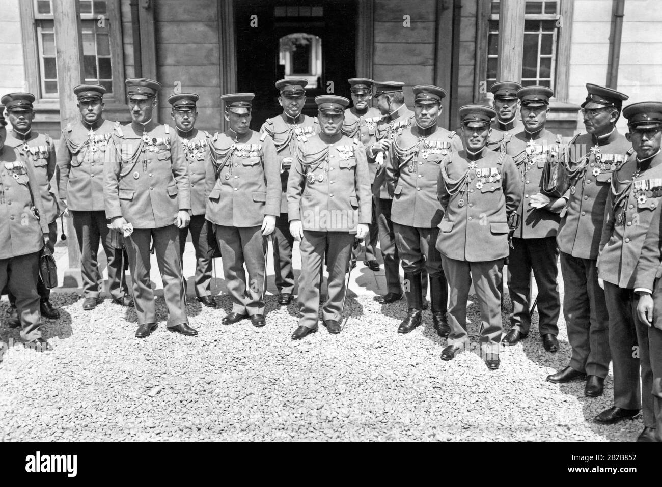 Gruppenfoto der Stabschefs aller Divisionen der japanischen Armee. Stockfoto