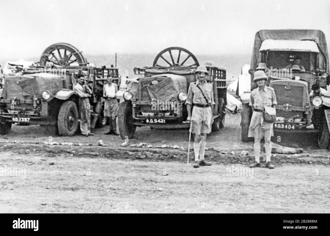 Wachparade der englischen Truppen in Fort Landi Kotal am Khyber Pass im Nordwesten Britisch-Indiens. Einheimische in der Region rebellierten in den 1930er Jahren gegen die Kolonialherren. Heute gehört das Gebiet zum Westen Pakistans. Stockfoto