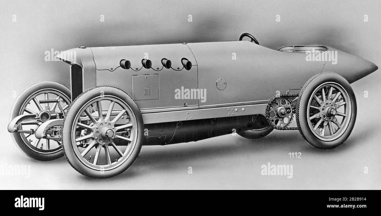 Der Benz 200 PS, genannt "Blitzen-Benz" oder "Blitz-Benz", war der schnellste Vorkriegswagen mit einer Geschwindigkeit von 228 km/h. Er wurde im Jahr 1909 gebaut, hatte einen 4-Zylinder-Motor mit 21,5 Litern Fassungsvermögen und stellte den Rekord im Jahr 1911 auf. Stockfoto