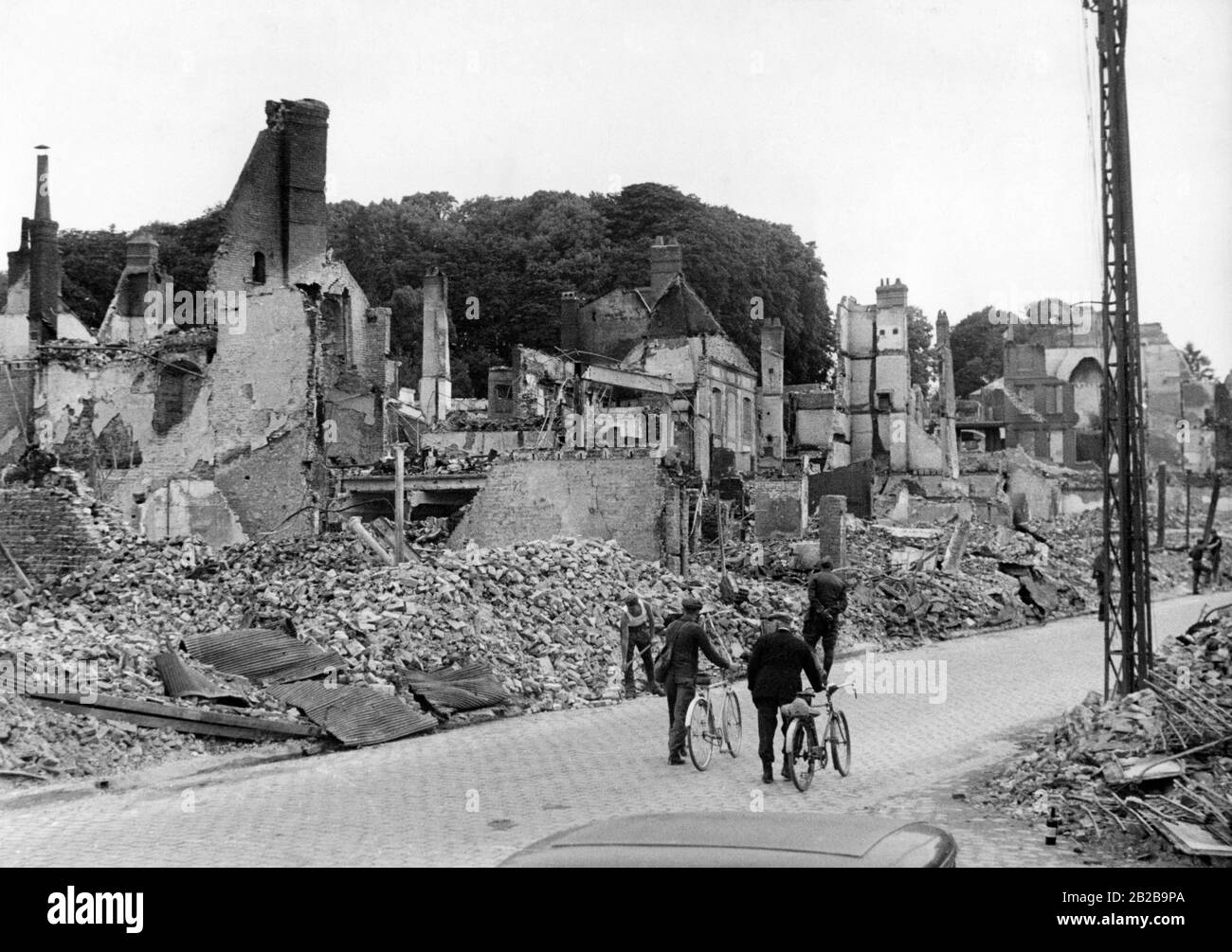 Die völlig zerstörte Stadt Neufchatel in Frankreich. Foto: Eis Stockfoto