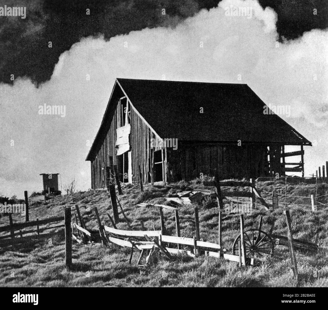 Weltwirtschaftskrise: Ein verlassener Bauernhof in den nördlichen Staaten. Stockfoto