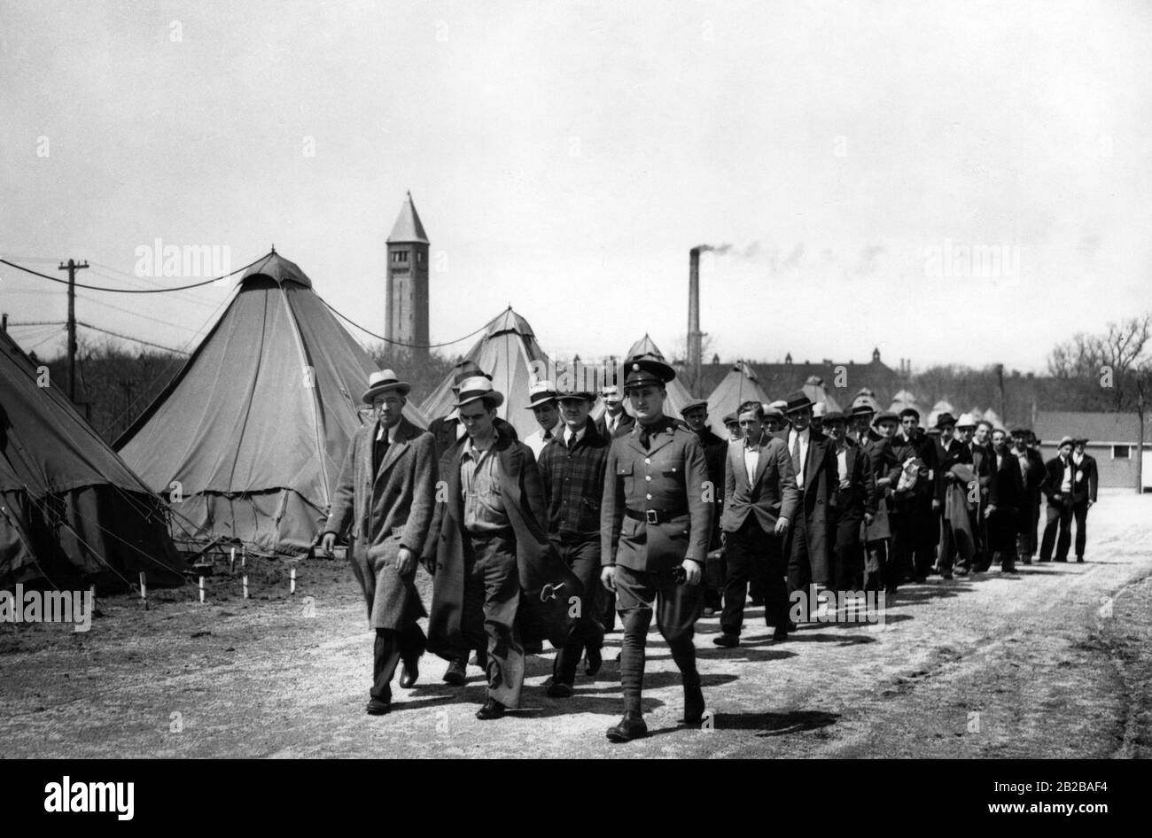 Programm zur Schaffung von Arbeitsplätzen: Neue Rekruten in Chicago. Stockfoto