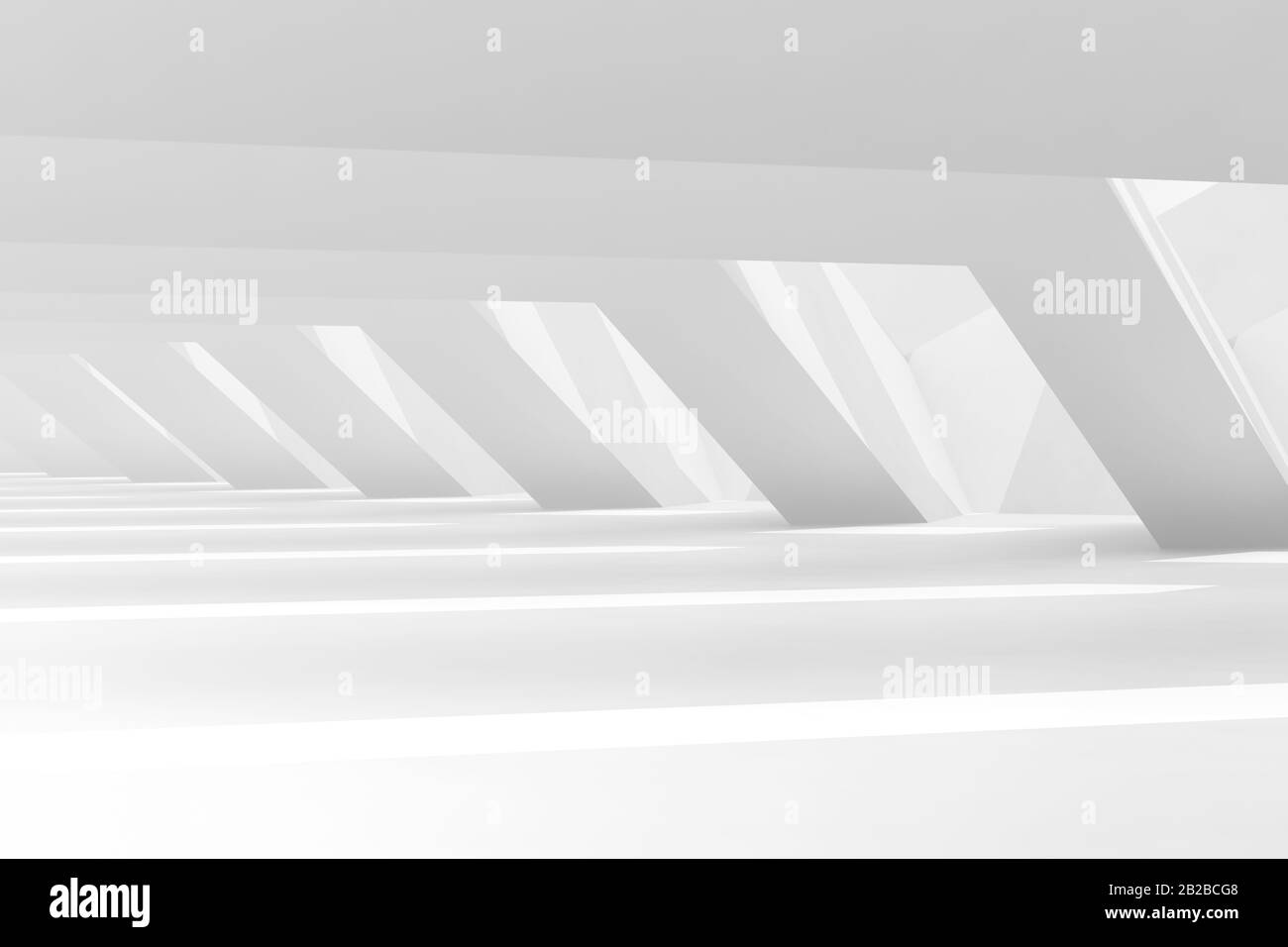 Abstrakter weißer Tunnelhintergrund. 3D-Rendering-Abbildung Stockfoto