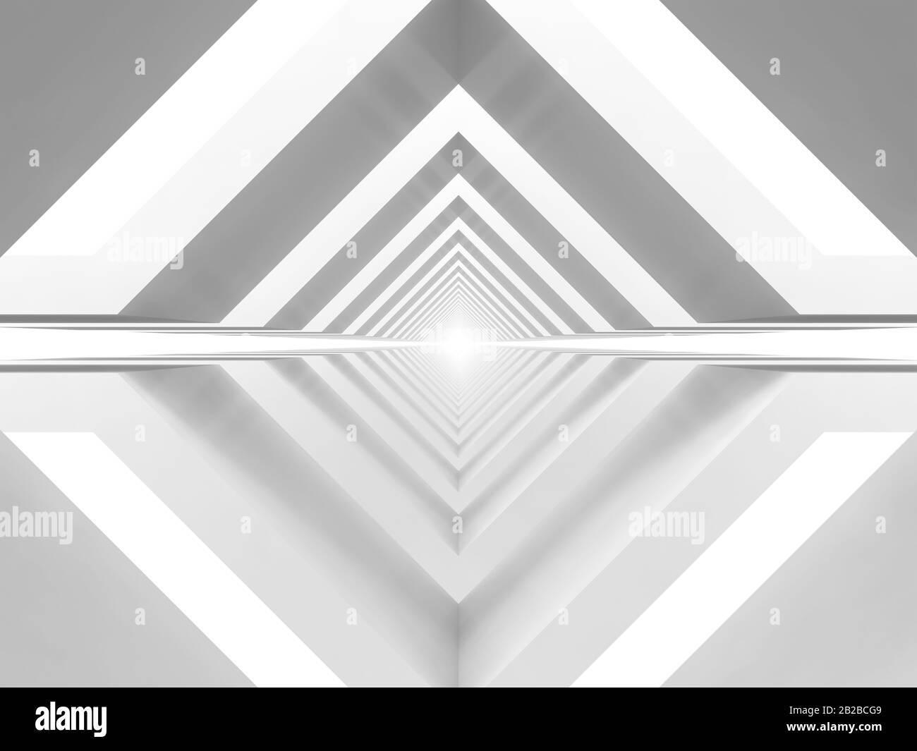 Abstrakte weiße Tunnelperspektive, Hintergrund der Computergrafik. 3D-Rendering-Abbildung Stockfoto