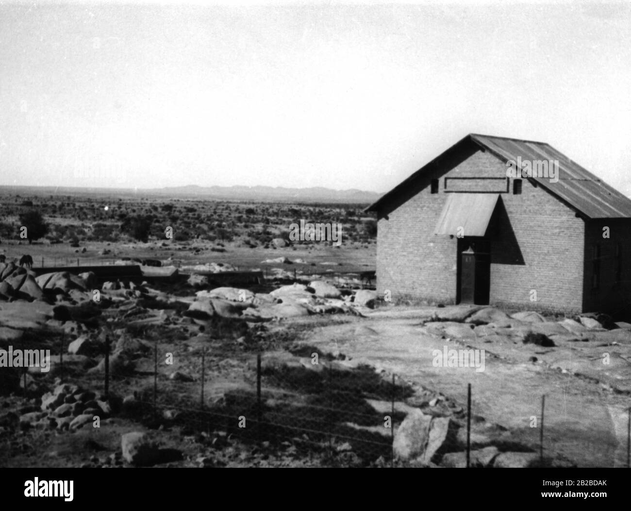 Die ehemalige deutsche Militärstation Warmbad, wo im Jahr 1904/05 die Rebellion des einheimischen Herero-Volkes begann. Später wurde es als Heilbad für seine schwefelhaltigen Quellen hoch geschätzt. Stockfoto