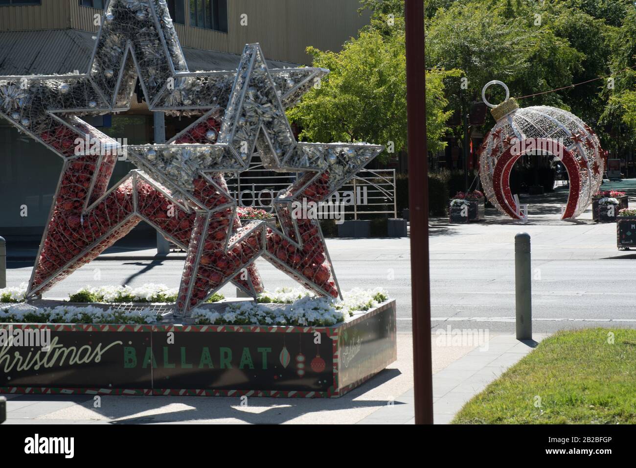 Die Stadt Ballarat Sturt Street und Bridge Mall sind für die Festtage eingerichtet. Stockfoto