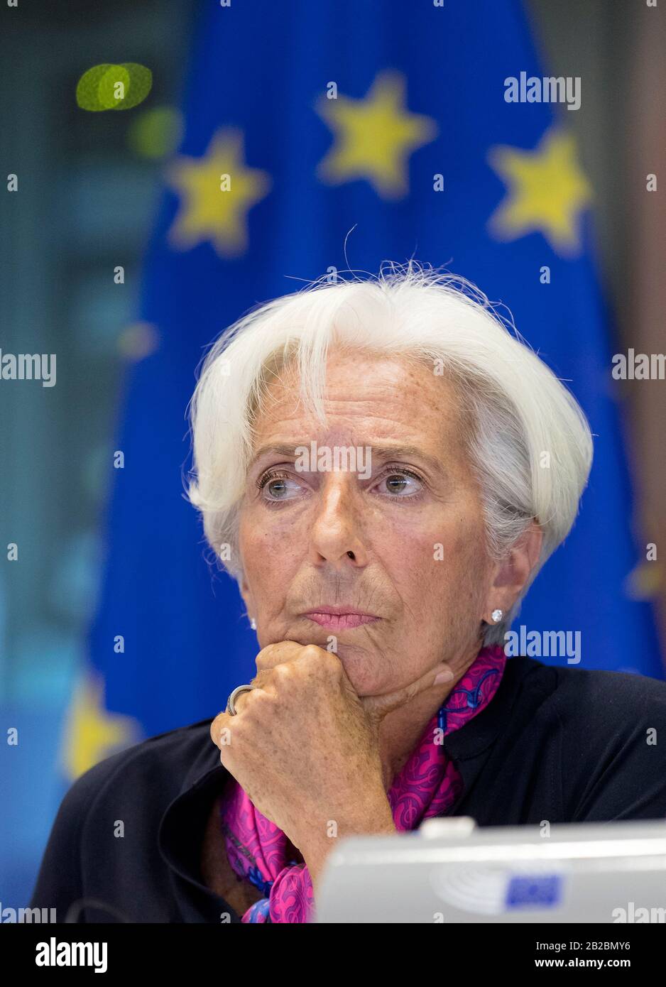 Belgien, Brüssel, am 4. September 2019: Christine Lagarde, Präsidentin der Europäischen Zentralbank, hier vor dem Wirtschafts- und Währungsausschuss Stockfoto