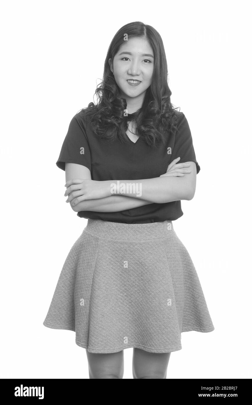 Porträt der jungen schönen asiatischen Frau in Schwarz und Weiß Stockfoto