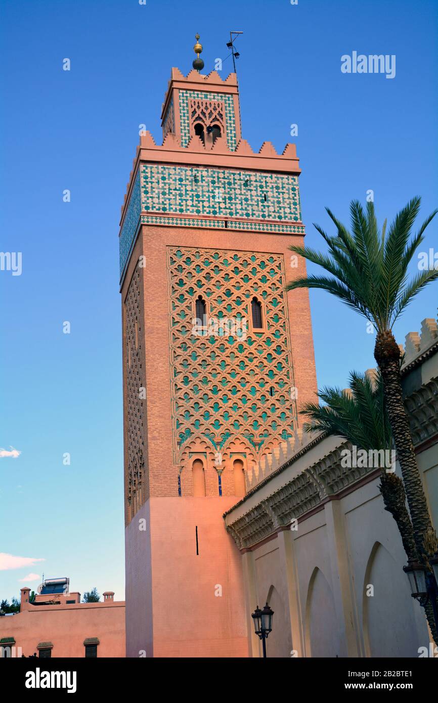 Marokko, Minarett der Kasbah-Moschee in Marrakesch Stockfoto