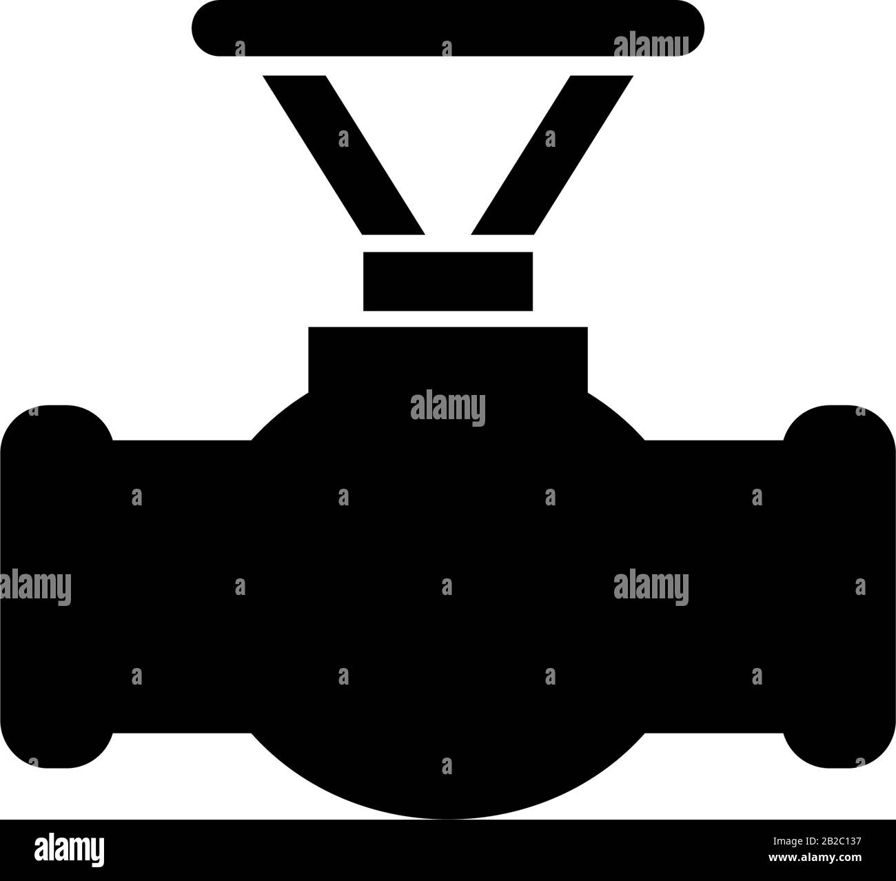 Industrierohr mit Ventil. Abbildung Des Symbols "flacher Vektor". Einfaches schwarzes Symbol auf weißem Hintergrund. Industrierohr mit Ventilschild Designvorlage fo Stock Vektor