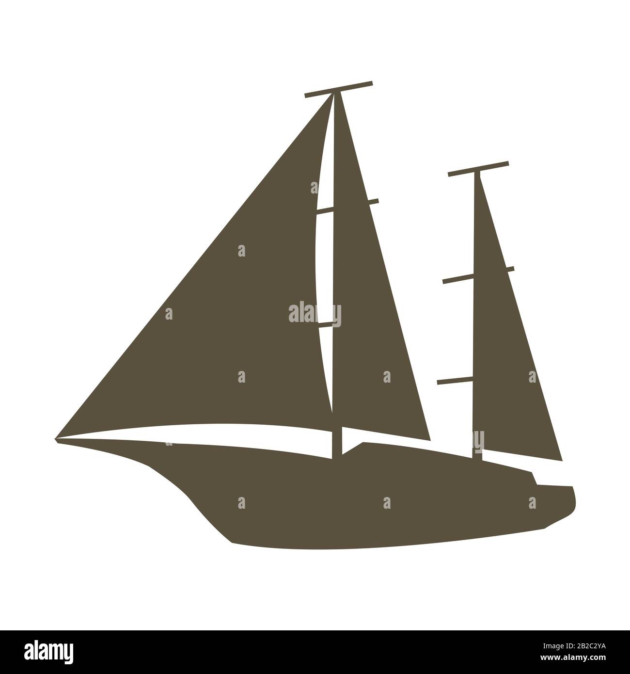 Abbildung: Silhouette der Segelyacht. Symbol für nautisches Symbol. Stock Vektor