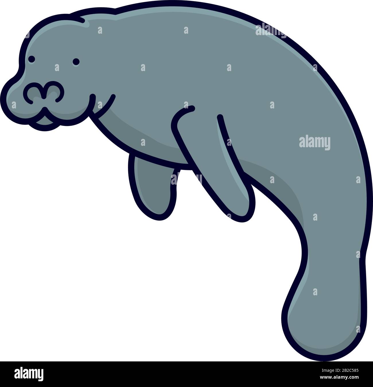 Isolierte Vektorgrafiken der Meereskuh für den Manatee Appreciation Day am 25. März, Symbol der marinen Säugetierfarbe. Stock Vektor