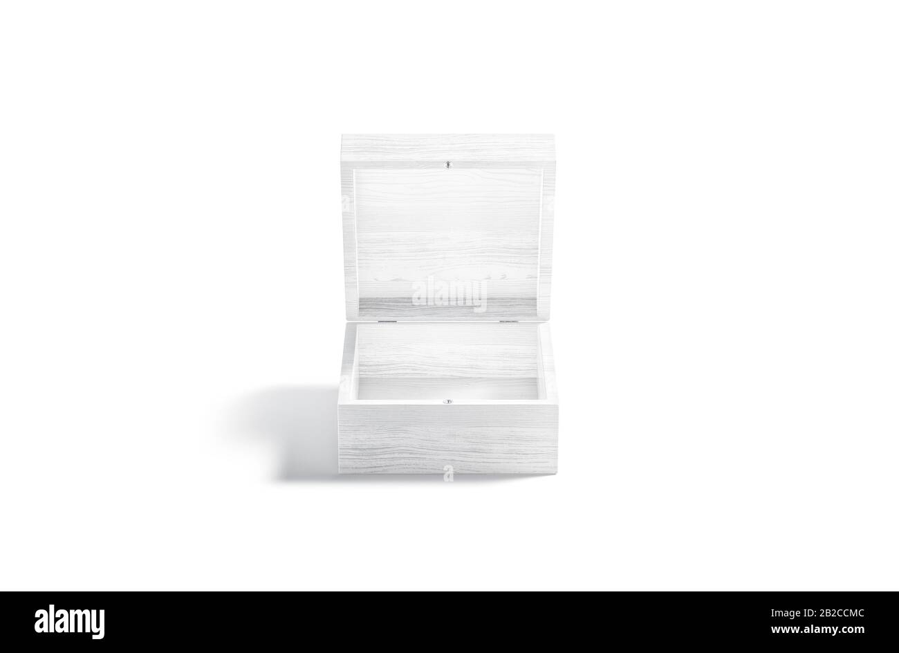 Blank weiß geöffneten Holz Geschenkbox Mock up, Vorderansicht Stockfoto