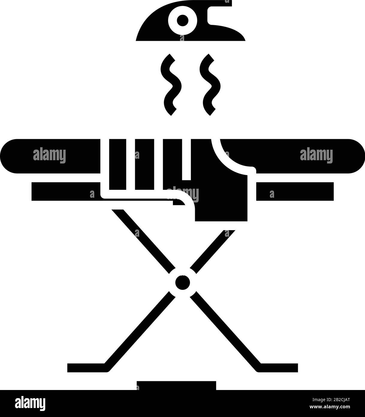 Bügelbrett, schwarzes Symbol, Konzeptabbildung, Vektor-Flachsymbol, Glyph-Zeichen. Stock Vektor