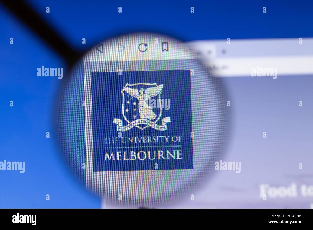 Los Angeles, Kalifornien, USA - 3. März 2020: Homepage der Website der University of Melbourne auf dem Bildschirm zu Sehen, Illustrative Editorial Stockfoto