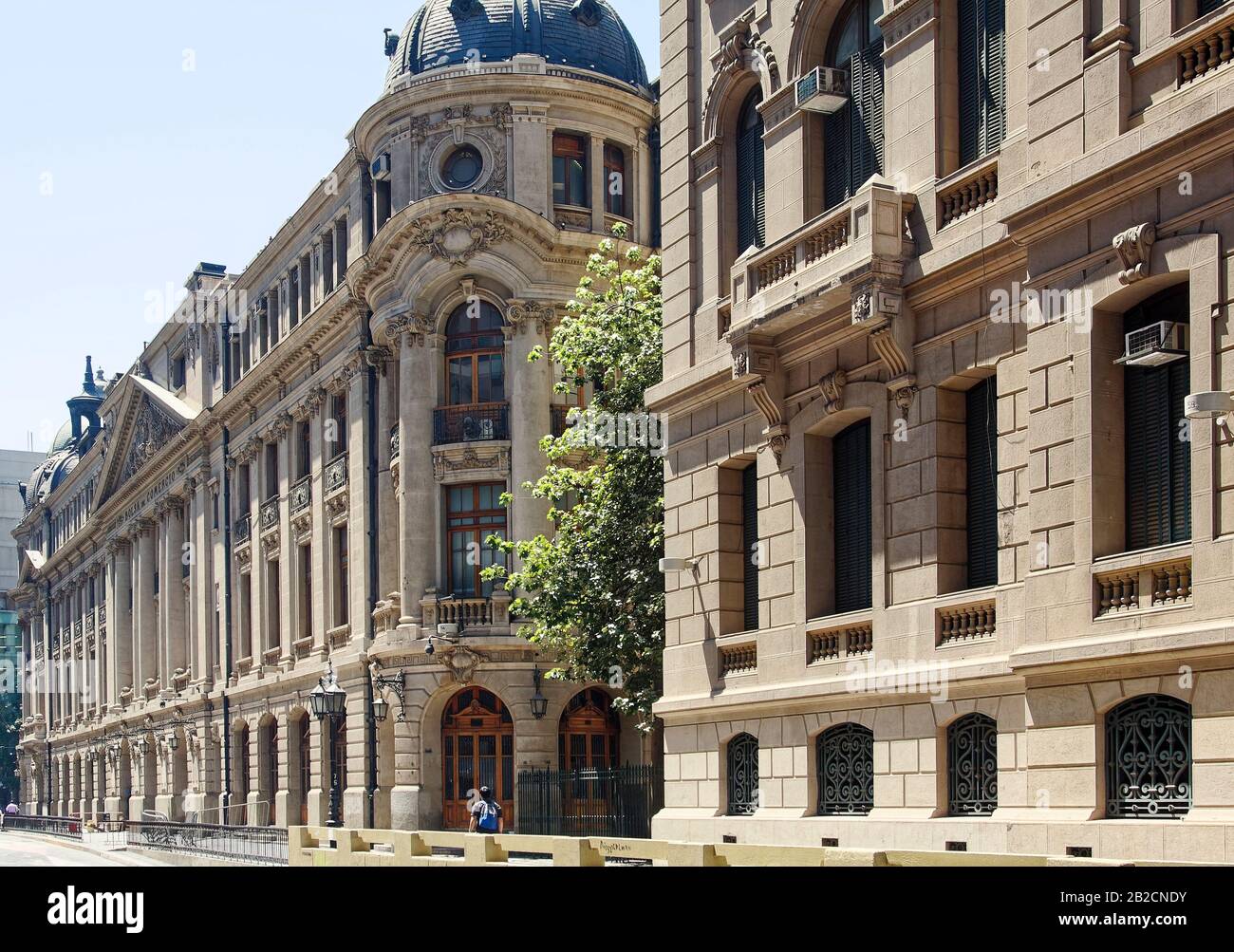 Bolsa de Comercio, Santiago Stock Exchange, SSE, Altbau im französischen Stil, 1917, Trianglar, Chile; Santiago; Südamerika; Sommer Stockfoto