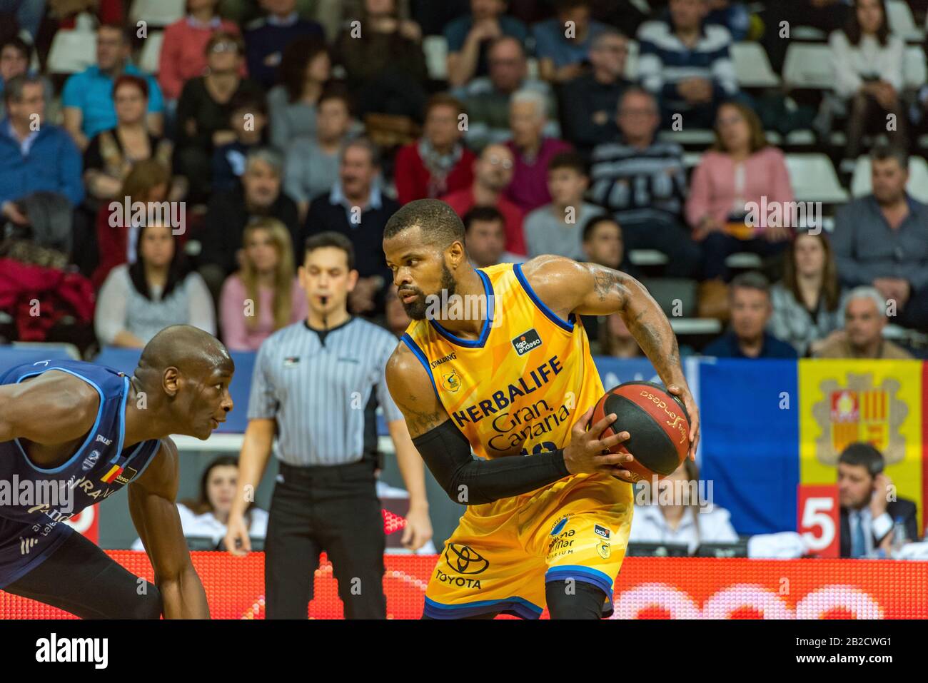 Andorra La vella, Andorra: 2020 29. feb.: Spieler im Spiel Liga Acb Endesa zwischen Mora Banc Andorra BC und Herbalife Gran Canaria, Finale Stockfoto