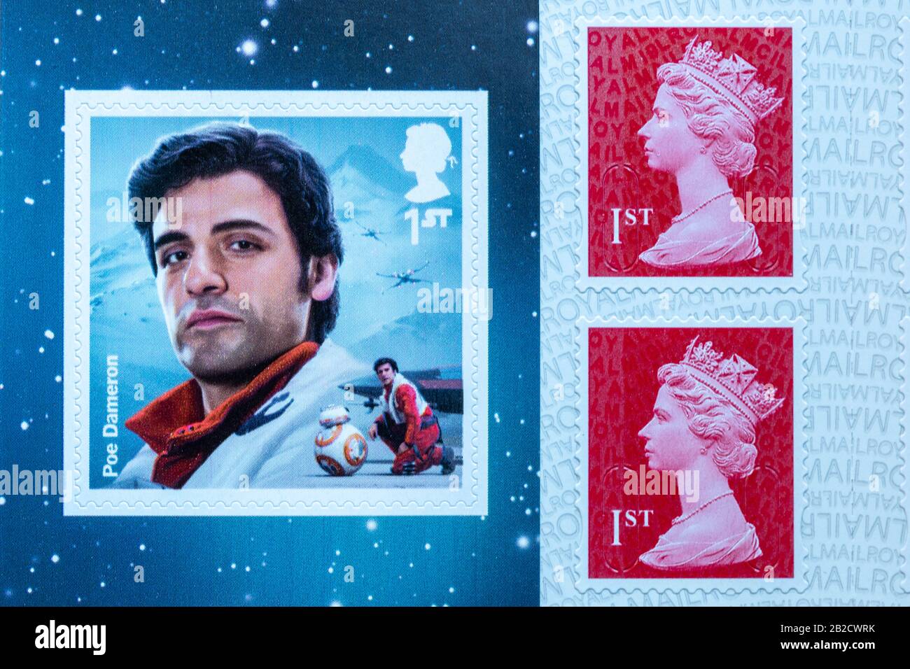 Buch der Briefmarken, verkauft von Royal Mail, Großbritannien, Sonderausgabe Star Wars Sammlerstücke Stockfoto
