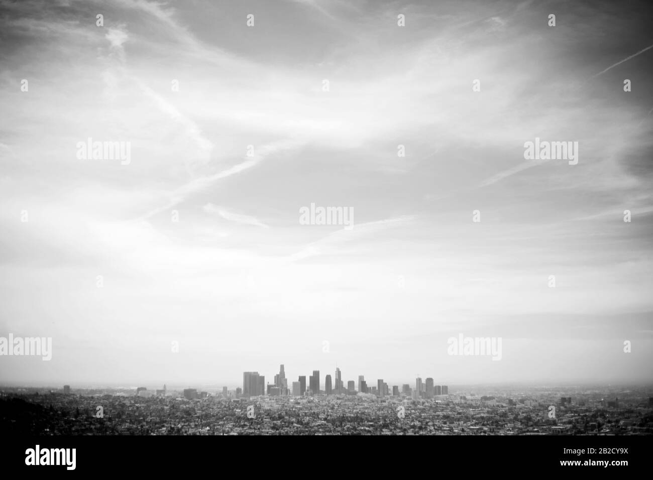Blick auf die Skyline von Los Angeles, Kalifornien, Vereinigte Staaten. Stockfoto