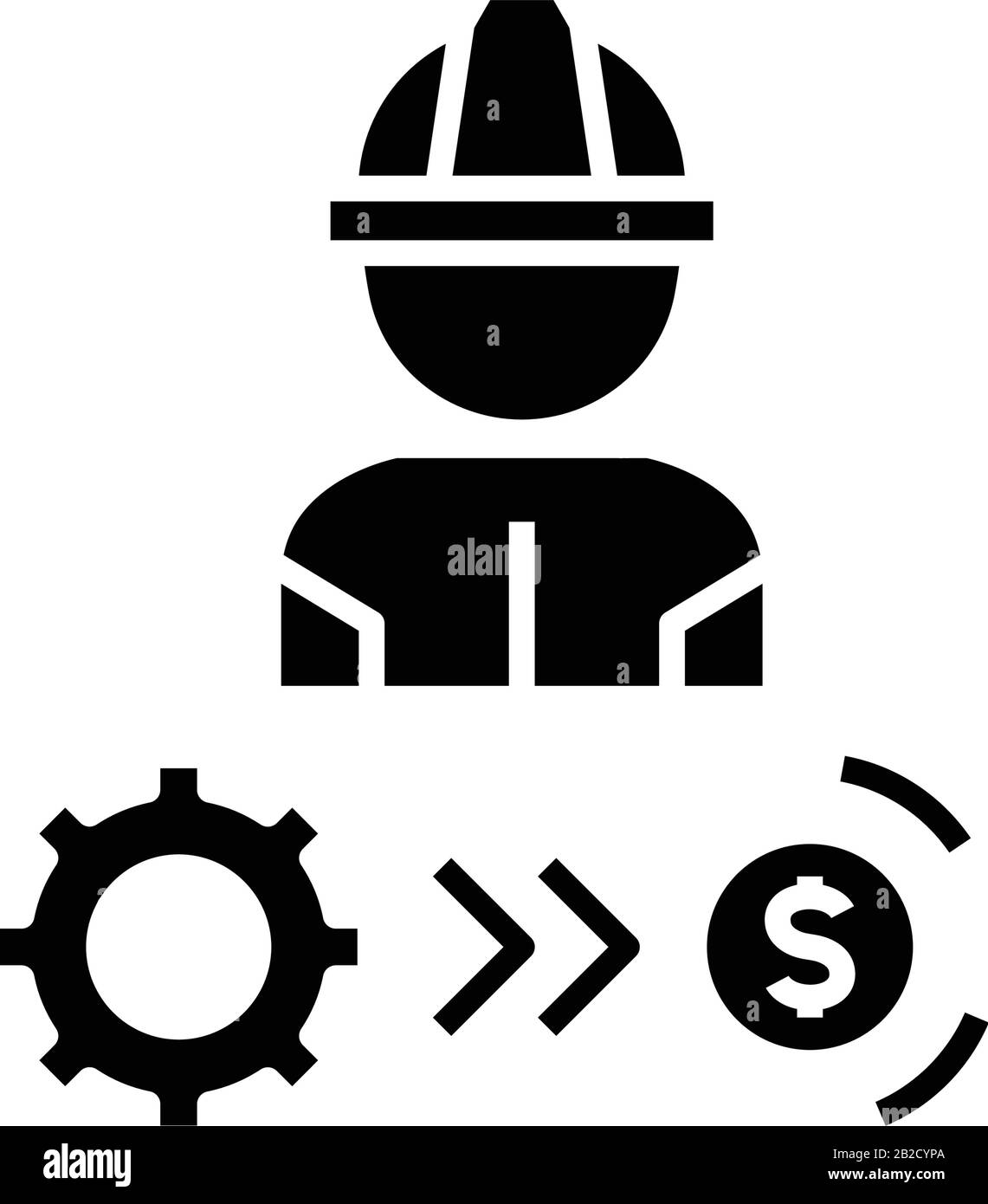 Schwarzes Symbol für Industriemitarbeiter, Konzeptabbildung, Symbol für Vektor-Ebene, Glyph-Zeichen. Stock Vektor
