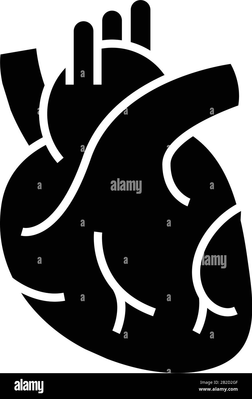 Internes Organ das schwarze Herzsymbol, Konzeptdarstellung, Vektor-Flachsymbol, Glyph-Zeichen. Stock Vektor