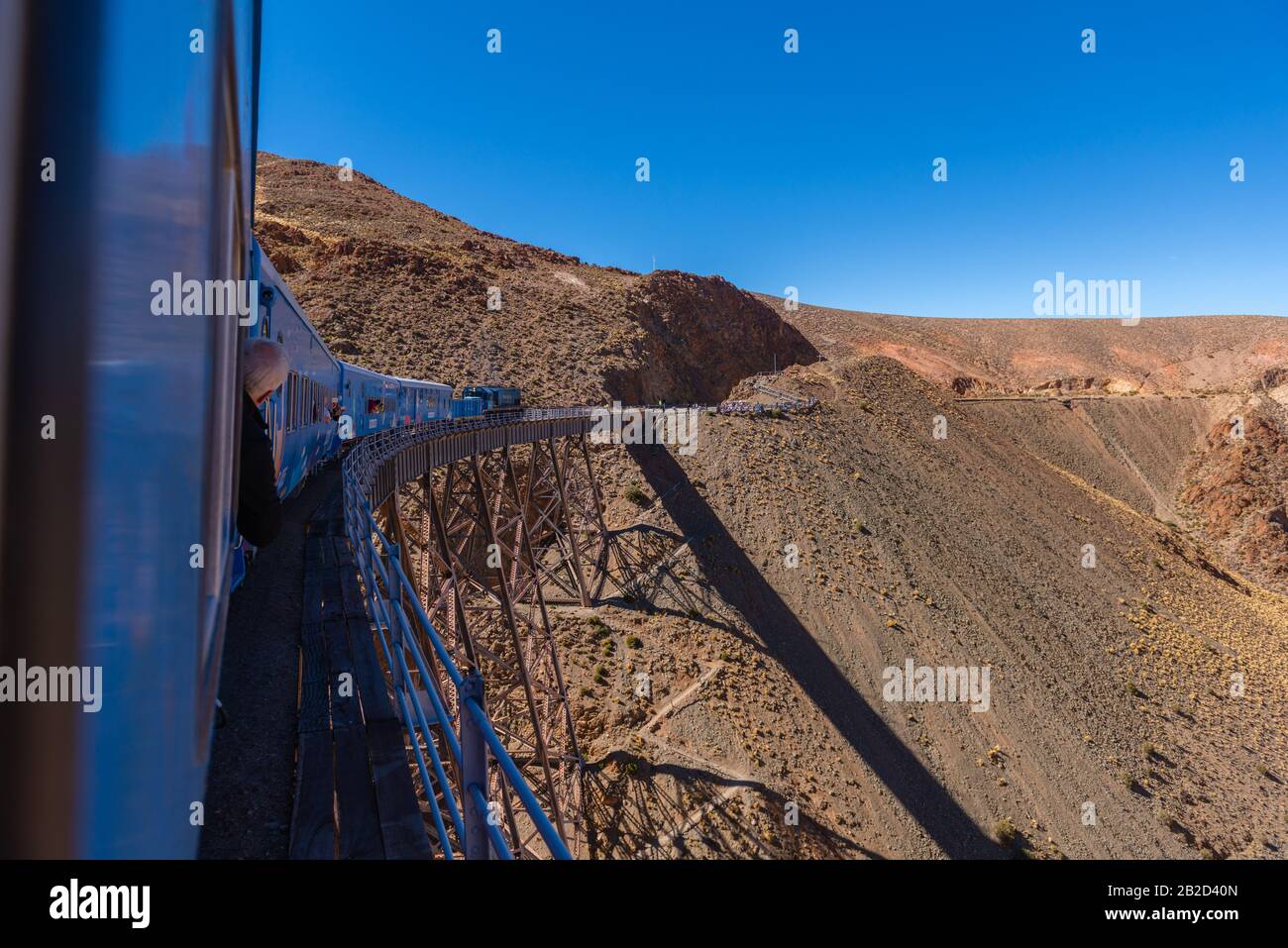 Viaducto La Polvorilla, 4200 m als, Endstation der "Tren a las Nubes" oder "Zug zu den Wolken" Provinz Salta, Anden, Argentinien, Lateinamerika Stockfoto