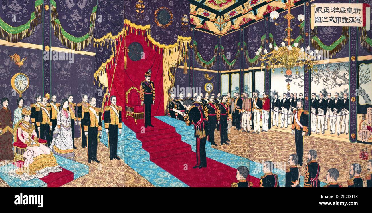 Ausgabe der Staatsverfassung in der Staatskammer des neuen Kaiserpalastes Stockfoto