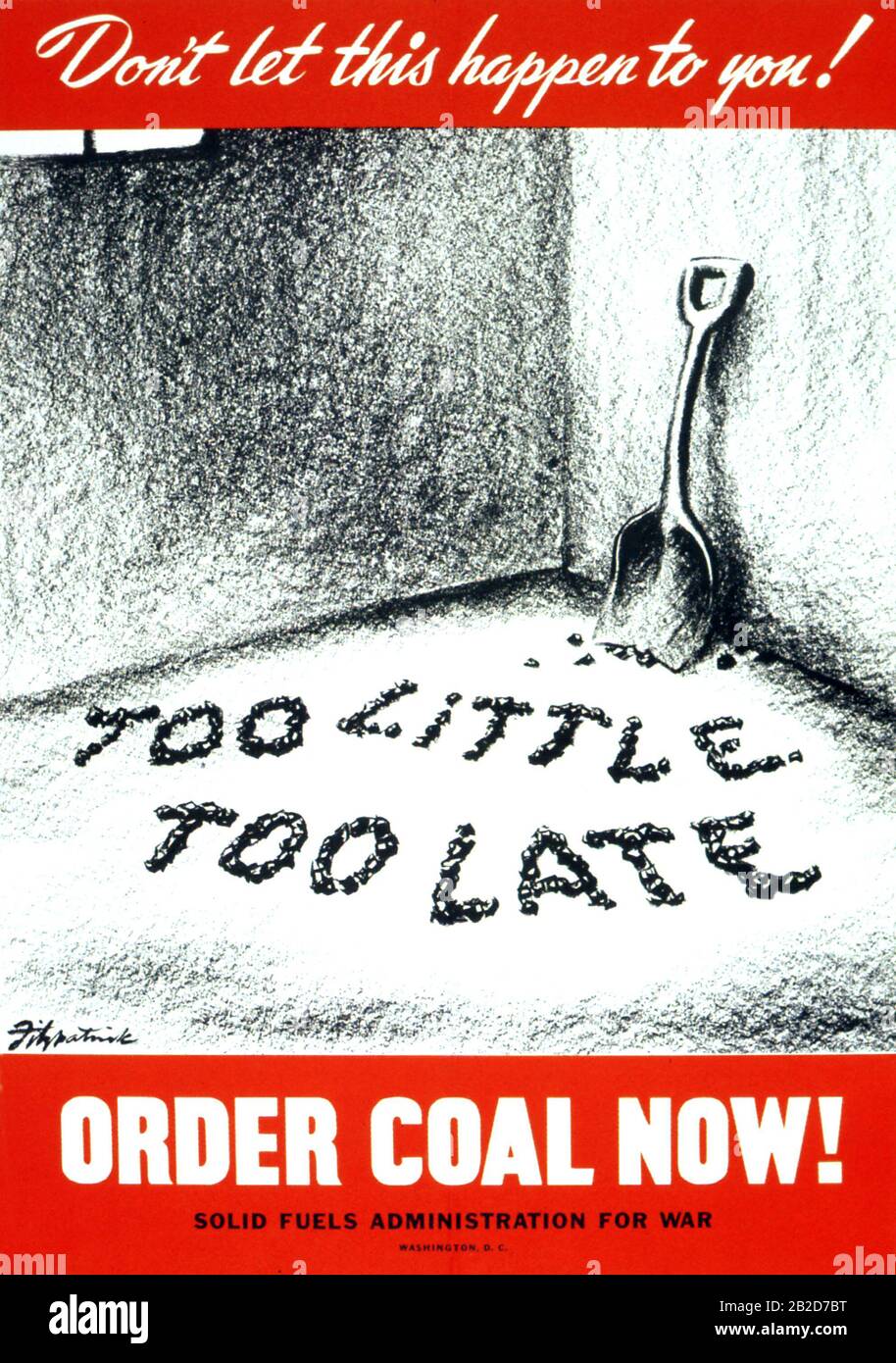 Zu Wenig Zu Spät - Jetzt Kohle Bestellen Stockfoto