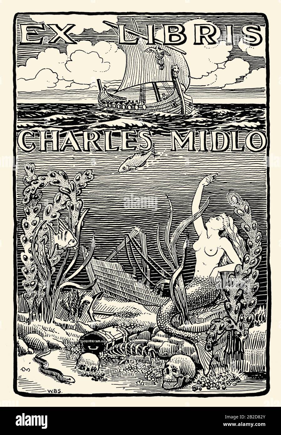 Ex Libris Charles Midlo Stockfoto