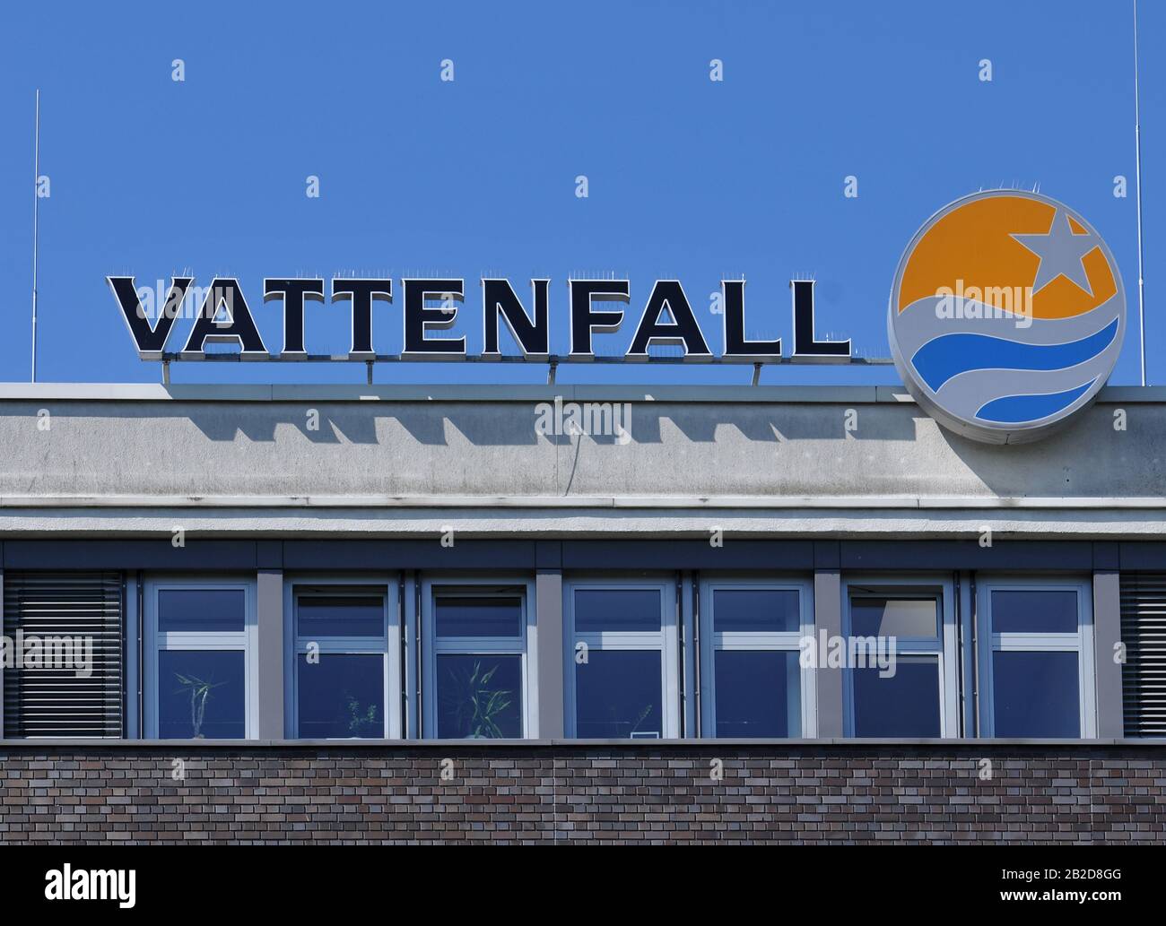 Vattenfall, Puschkinallee, Treptow, Berlin, Deutschland Stockfoto