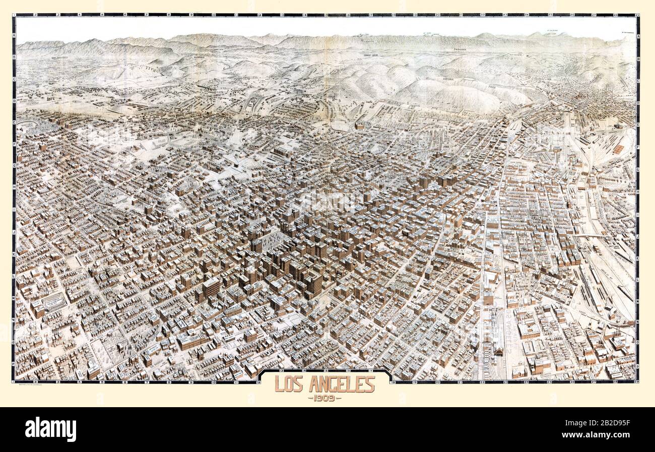 Stadt- und Vorstadt-Straßenkarte von Los Angeles Stockfoto
