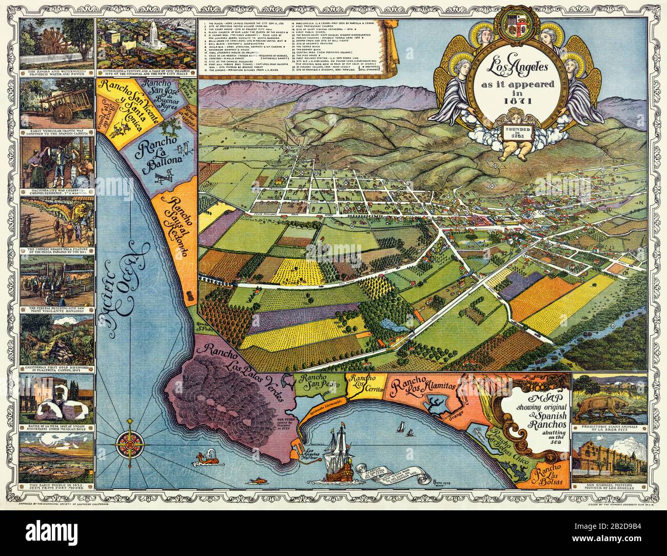 Los Angeles, wie es 1871 erschien, gegründet 1761 Stockfoto
