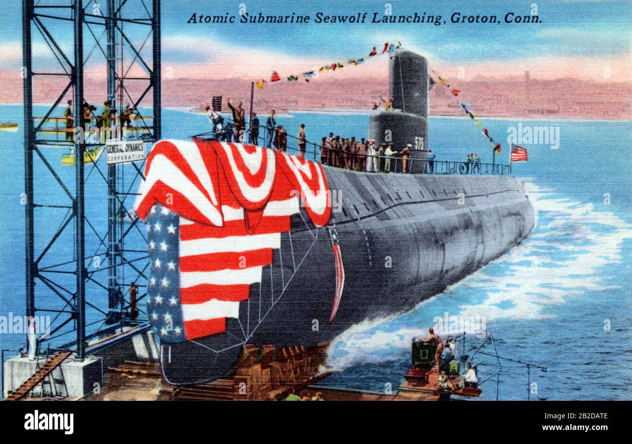 Atom-U-Boot Seawolf Starten Stockfoto