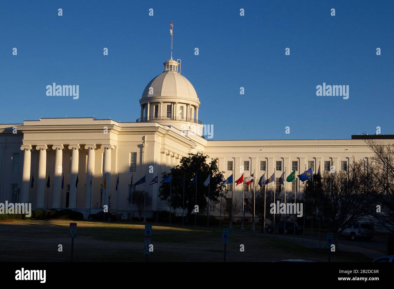 Das Alabama State Capitol Gebäude in Montgomery Alabama befindet sich auf dem Kapitol Hill, ursprünglich Goat Hill. Stockfoto