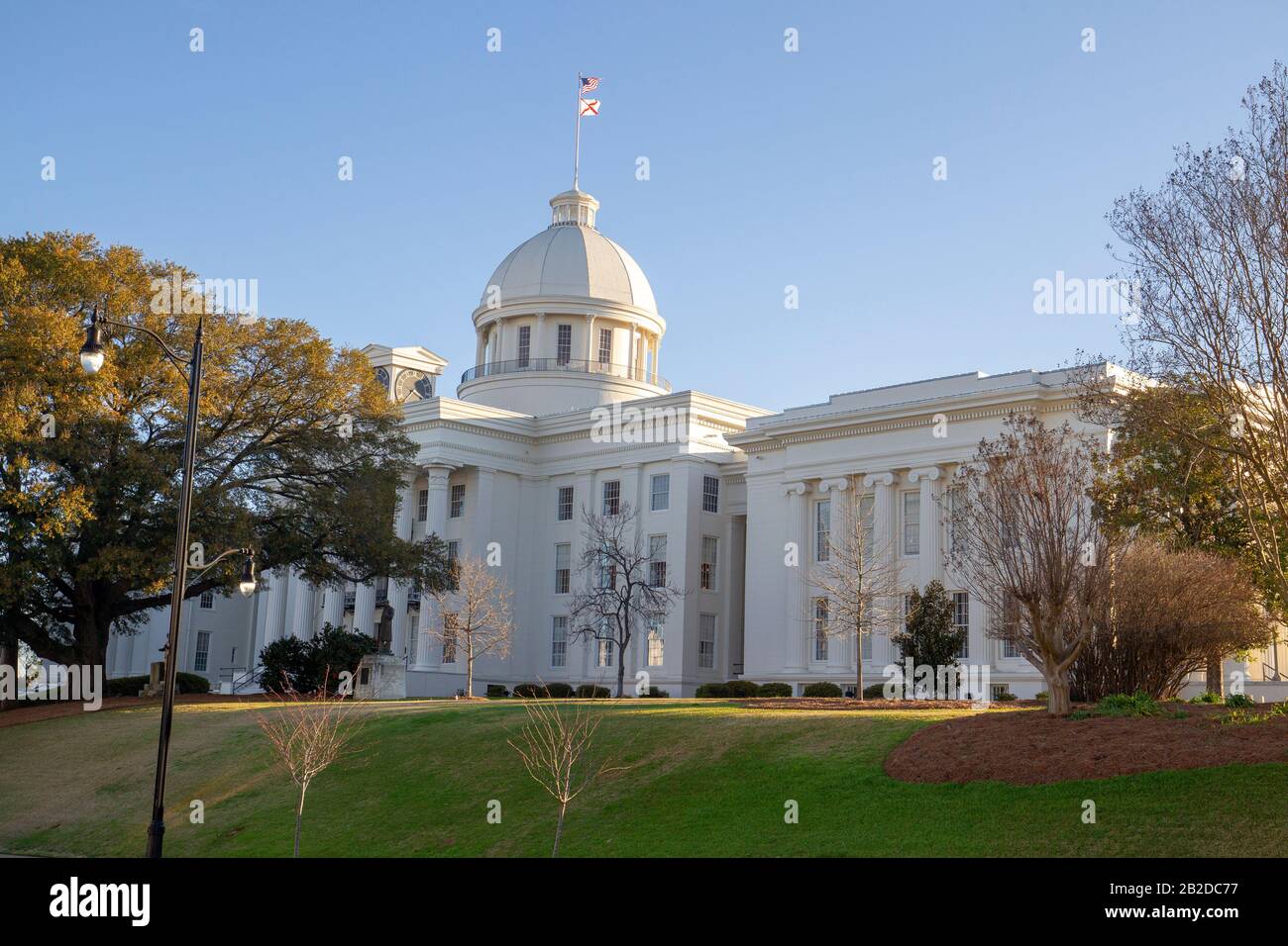 Das Alabama State Capitol Gebäude in Montgomery Alabama befindet sich auf dem Kapitol Hill, ursprünglich Goat Hill. Stockfoto