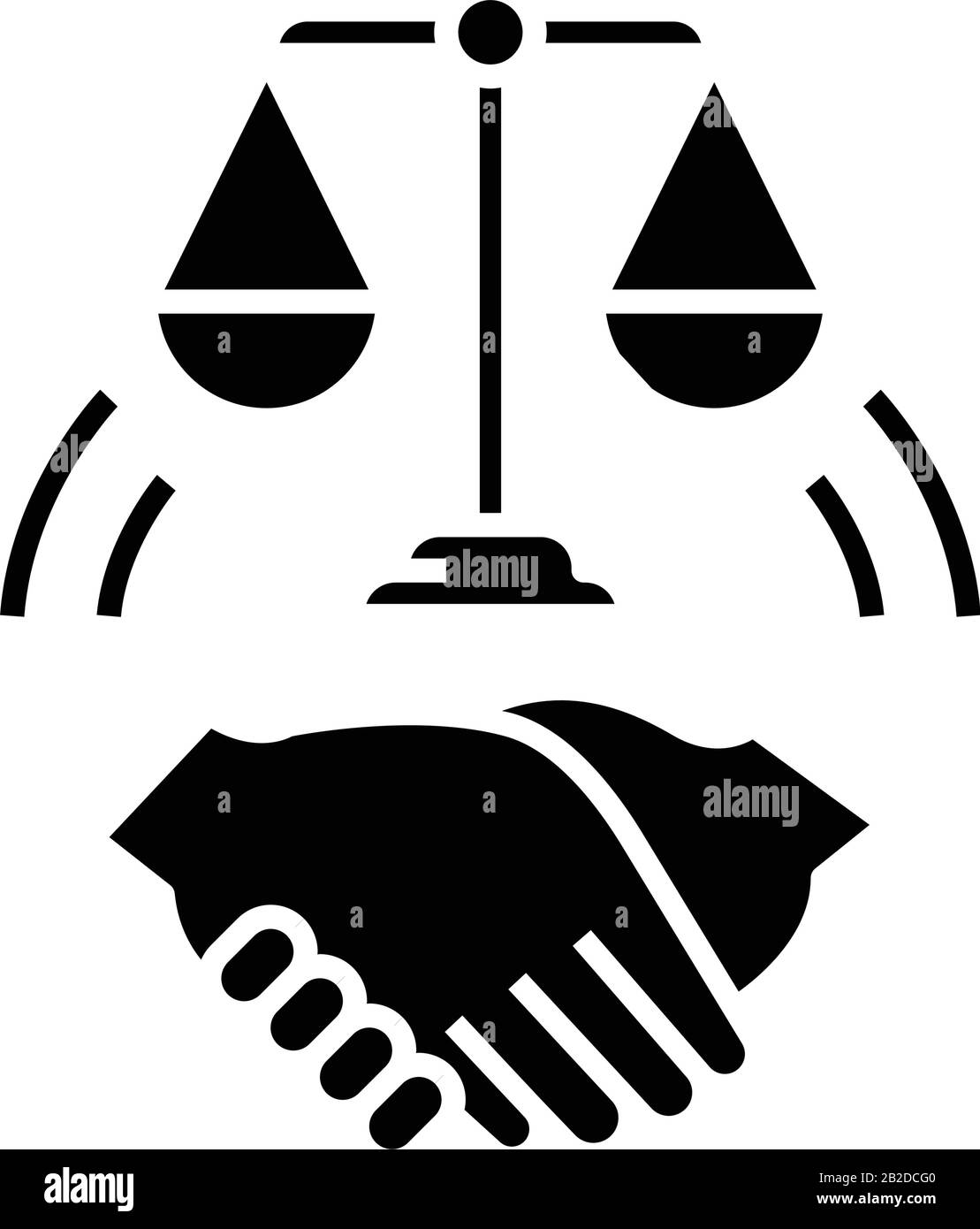 Symbol für die Gesetzesvereinbarung schwarz, Konzeptabbildung, Vektor-Flachsymbol, Glyph-Zeichen. Stock Vektor