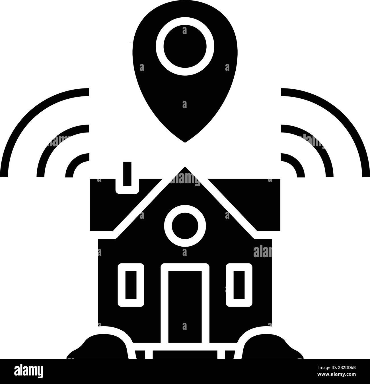 House Geo Location Black Icon, Concept Illustration, Vector Flat Symbol, Glyph Sign. Stock Vektor