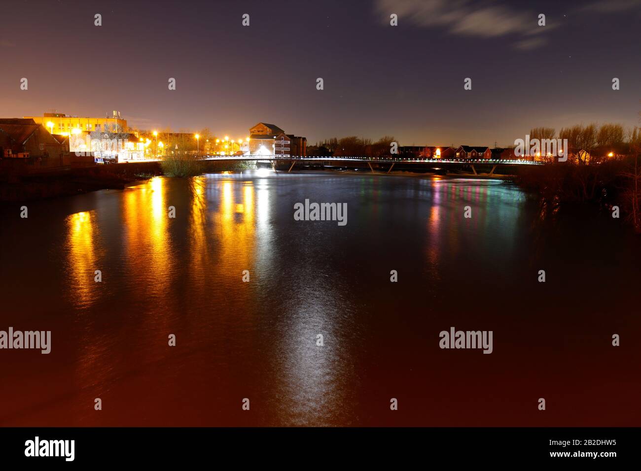 Queens Mill & Footbridge in Castleford, West Yorkshire Stockfoto